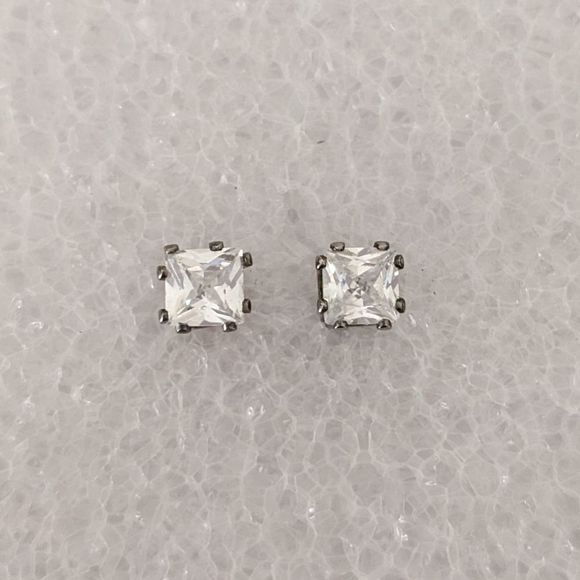 Jewelry - Princess Cut Faux Diamond Stud Earrings